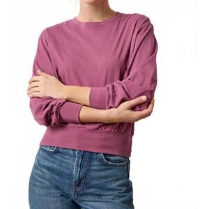 NEW LILLA P ribbed trim easy crew shirt in vintage plum